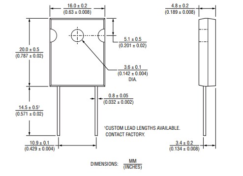 Mechanical Drawing - Bourns Riedon™ PF2472 TO-247 Power Resistors